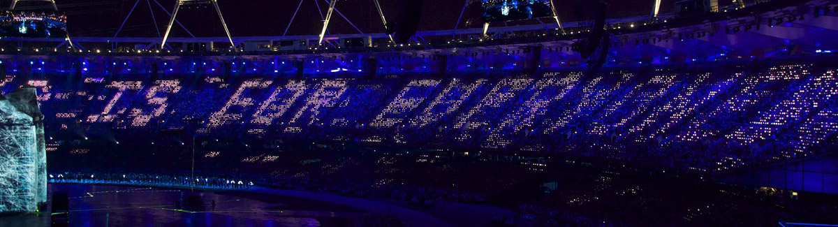 Berners-Lee's tweet, "This is for everyone", at the 2012 Summer Olympic Games in London